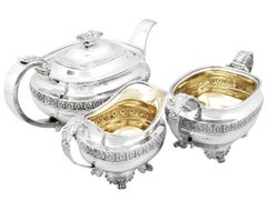 Antique English Sterling Silver Three-Piece Tea Service in the Regency Style