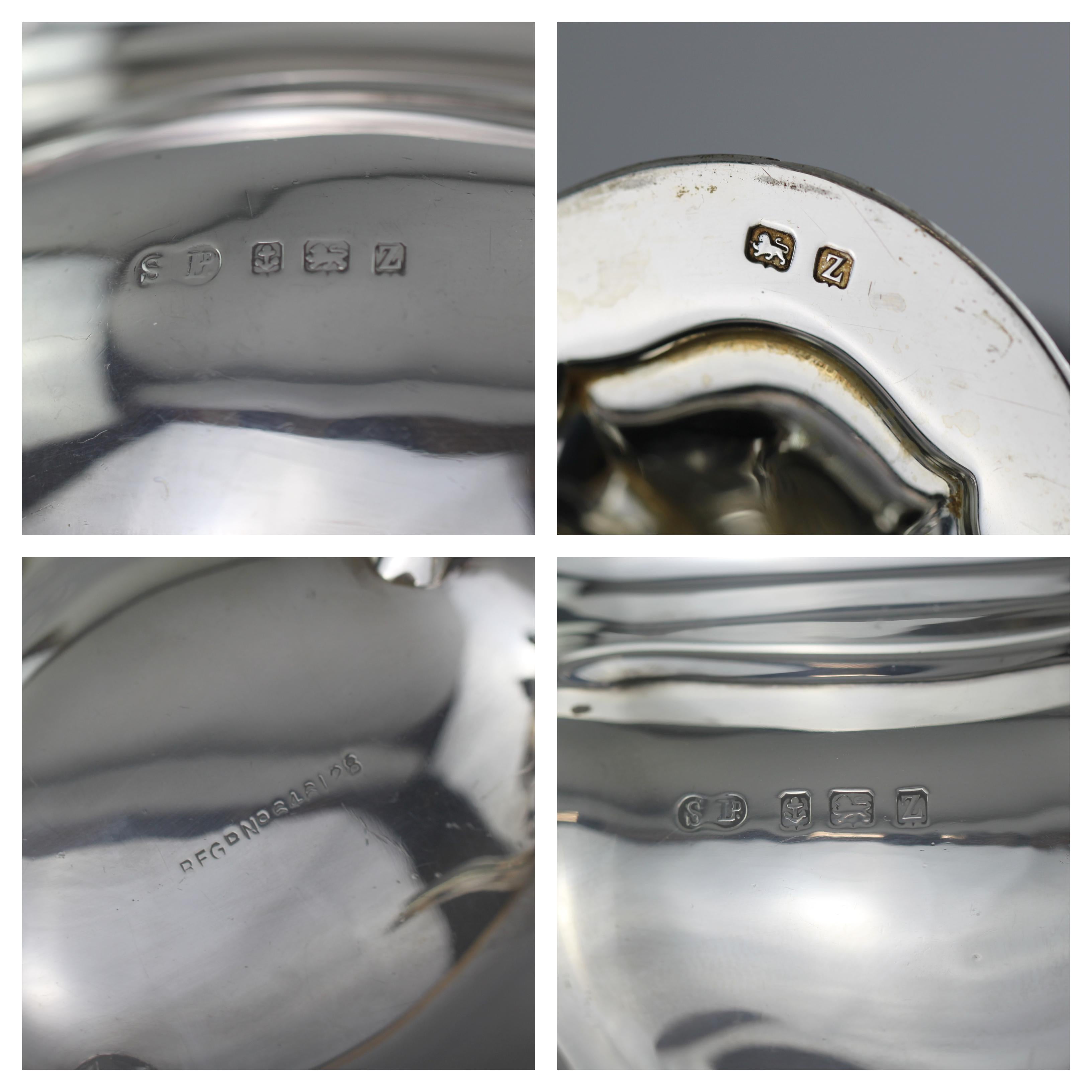 Antique Sterling Silver Three-Piece Tea Service Set, Birmingham, 1924 4