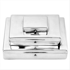 Antique Sterling Silver Three-Tiered Cigarette Cigar Box Smokers Companion 1911