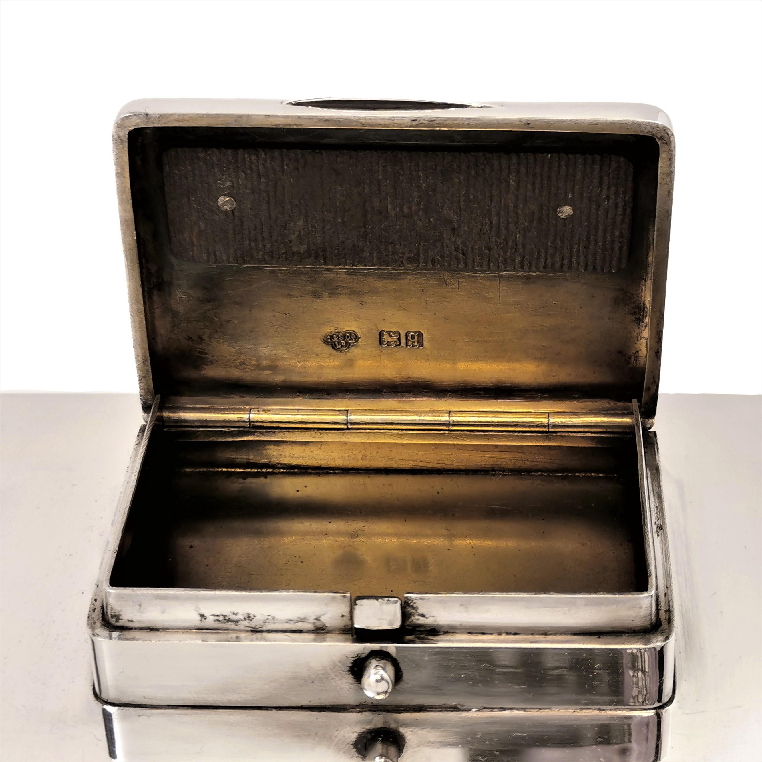 Antique Sterling Silver Three-Tiered Cigarette Cigar Box Smokers Companion 1911 In Good Condition In London, GB