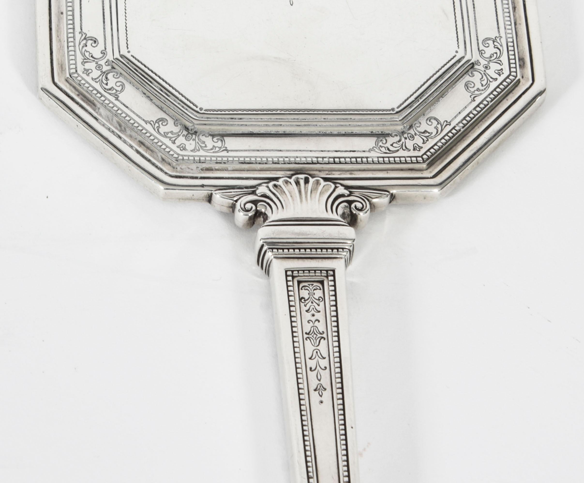 Antique Sterling Silver Tiffany & Co Hand Mirror Early 20th Century For Sale 2