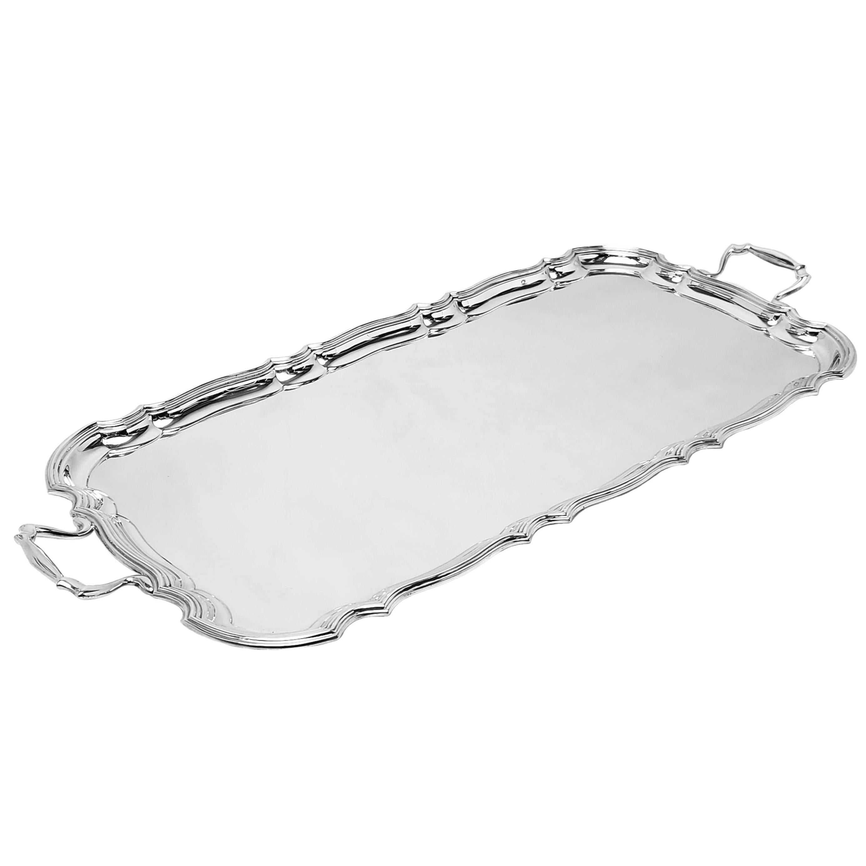 Antique Sterling Silver Tray 1915 Sandwich Serving Platter In Good Condition For Sale In London, GB