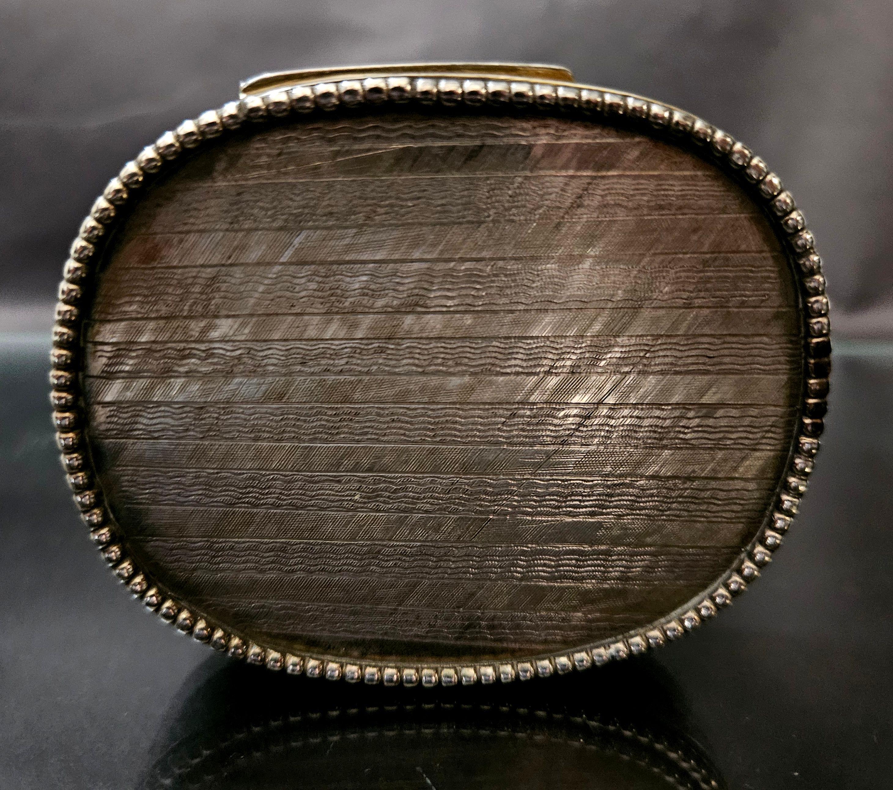 English Antique Sterling Silver Snuff Trinket Box, Circa 19th Century For Sale