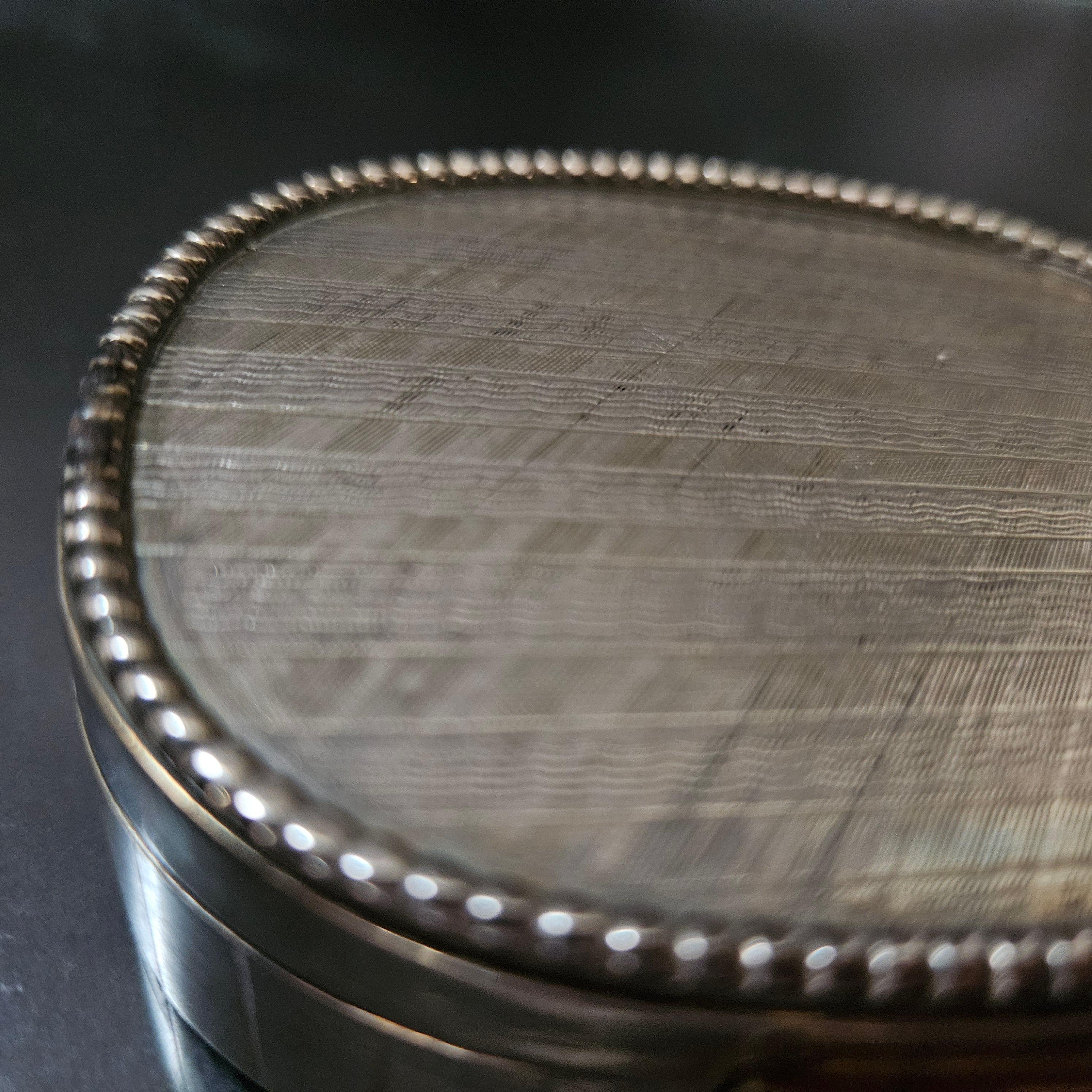 Antique Sterling Silver Snuff Trinket Box, Circa 19th Century In Excellent Condition For Sale In Norton, MA