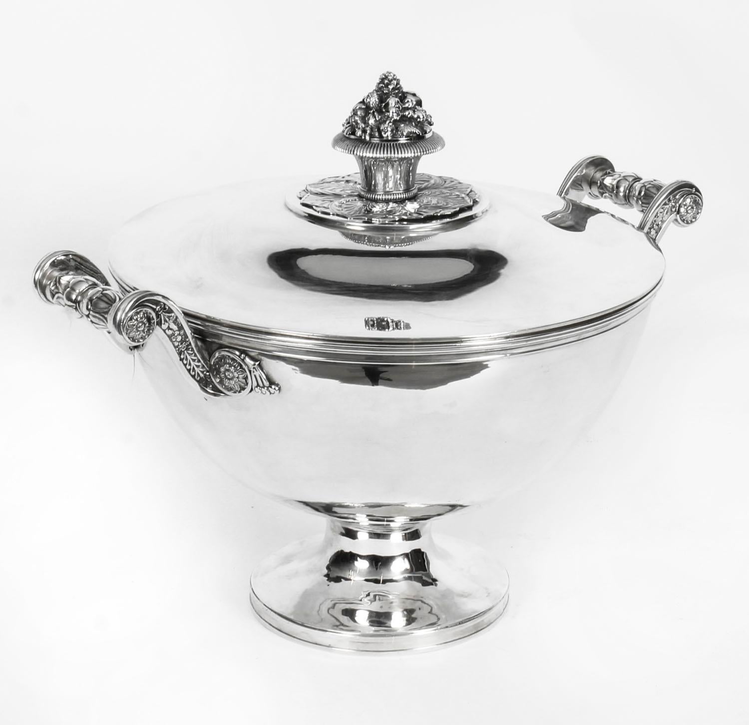 French Antique Sterling Silver Tureen by Marc Jacquard Retailed by Bulgari 19th Century For Sale