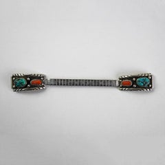 Correa de reloj antigua de plata de ley y coral turquesa