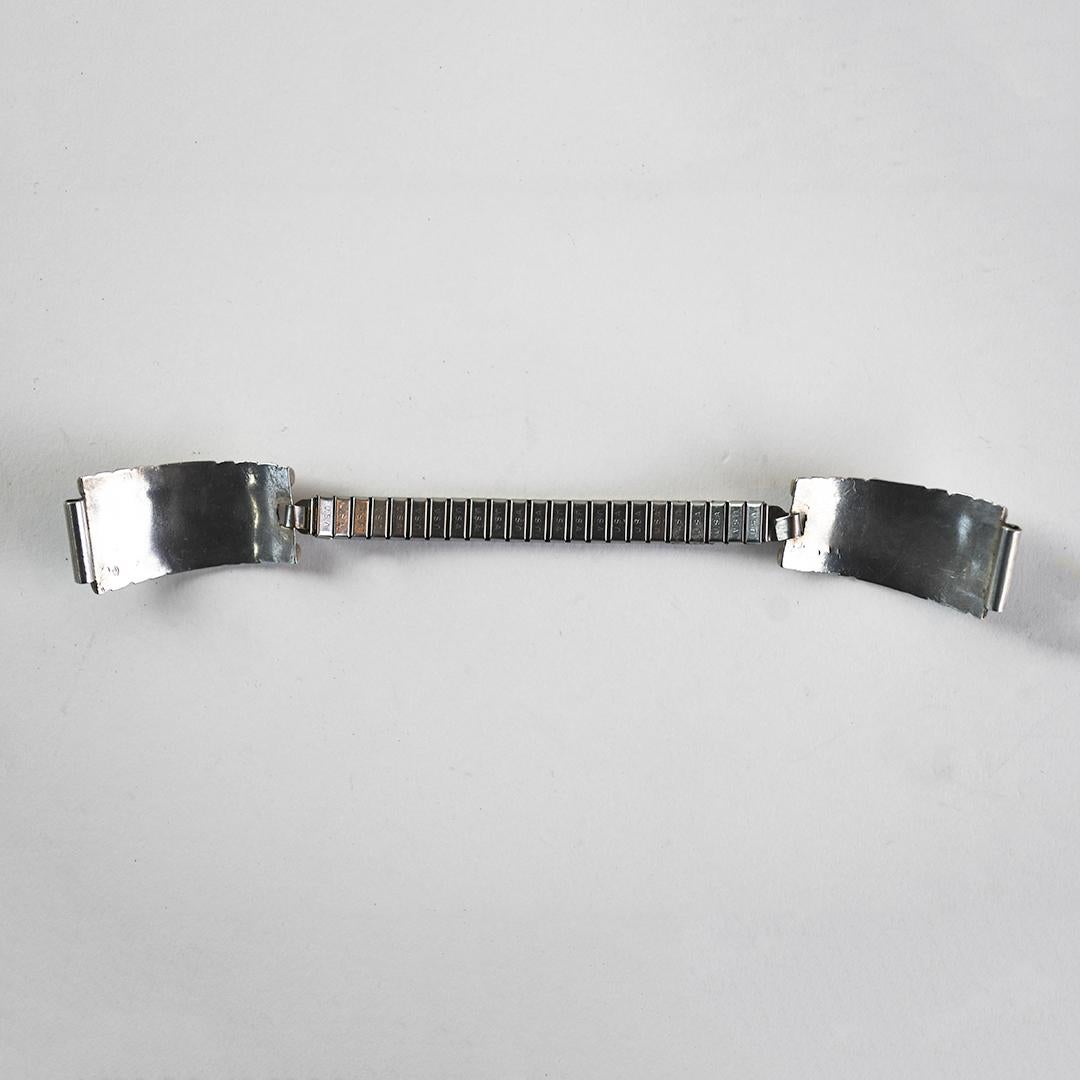 Uncut Antique Sterling Silver Turquoise Coral Watch Band For Sale