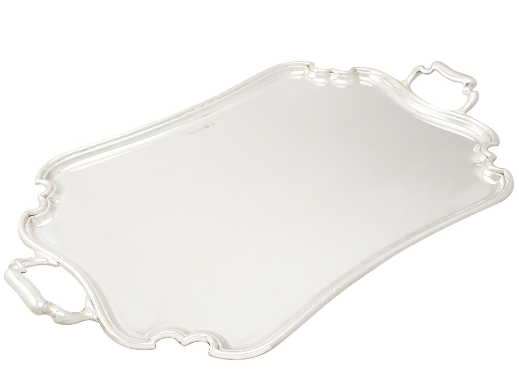 English Antique Sterling Silver Two-Handled Tea Tray by Atkin Brothers, 1915