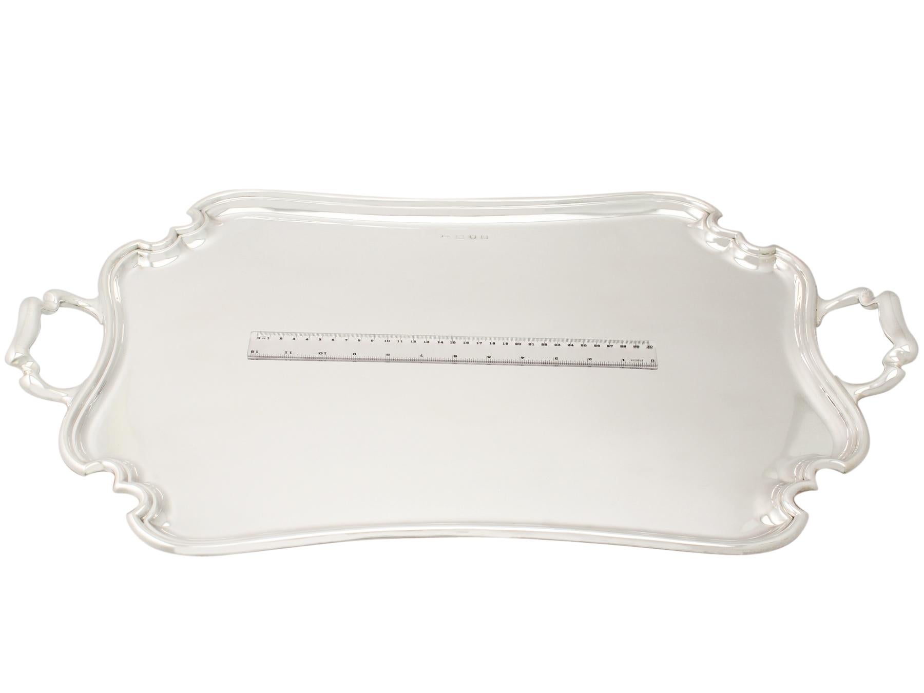 Antique Sterling Silver Two-Handled Tea Tray by Atkin Brothers, 1915 4