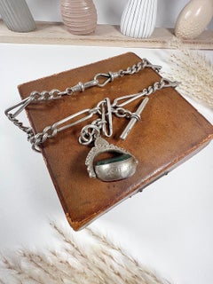 Antique Sterling Silver, Victorian Albert Watch Chain Necklace