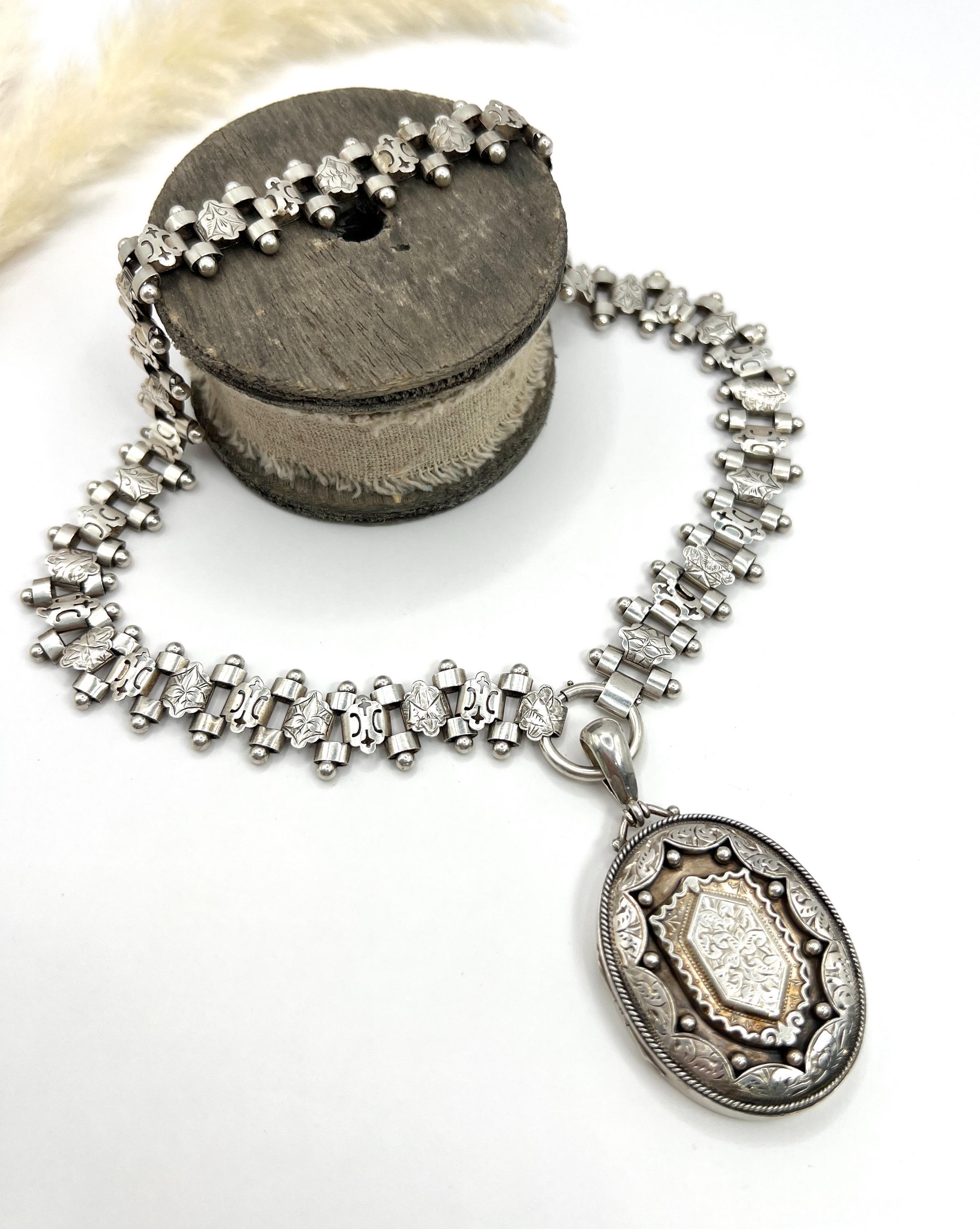 Antike Sterling Silber viktorianischen Buch Kette Halskette gestempelt Birmingham 1883 im Zustand „Gut“ im Angebot in Brighton, GB