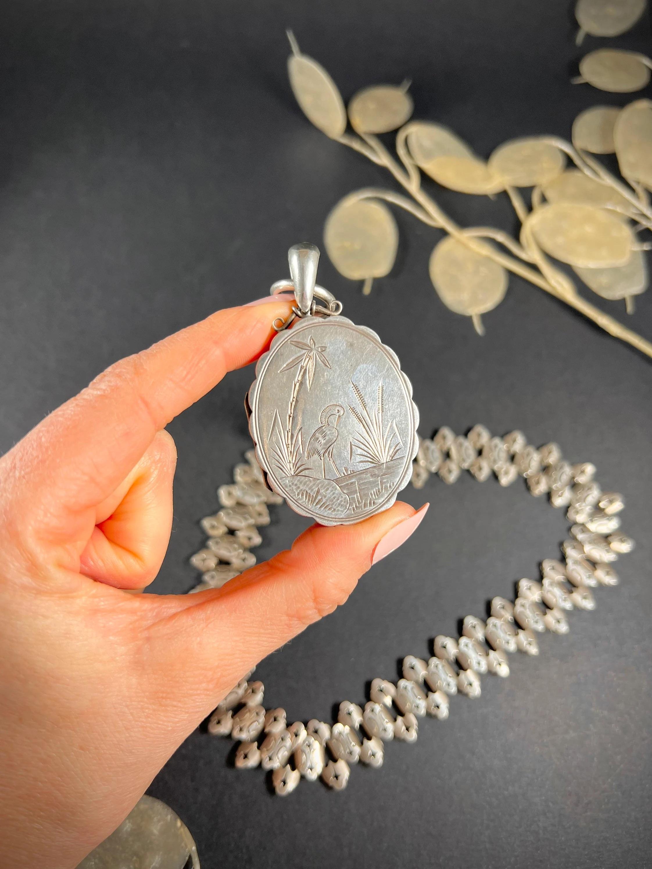 silver book necklace