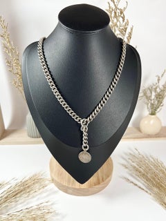 Antique Sterling Silver, Victorian Curb Link, Albert Chain Necklace