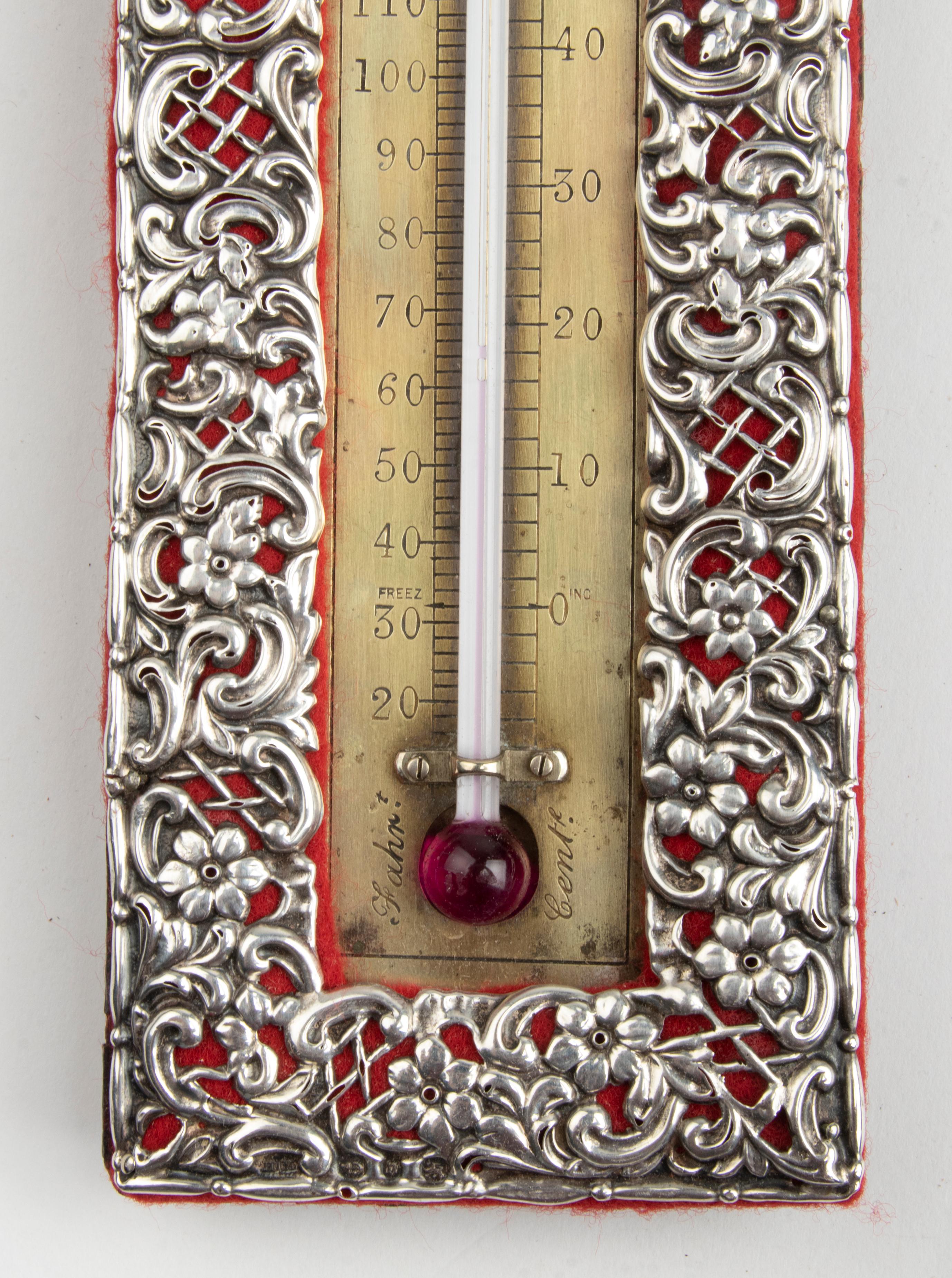 Antique Sterling Silver Victorian Desk Stand Fluid Thermometer by H. Matthews For Sale 10