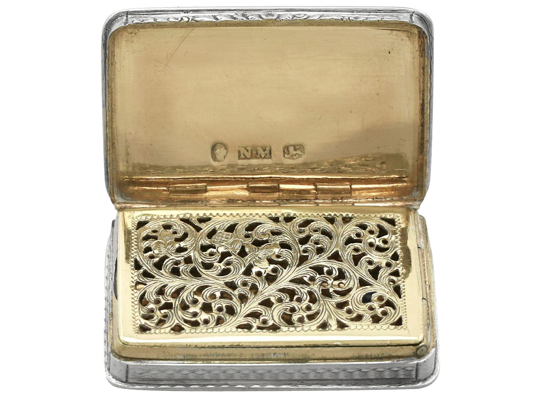 Vinagreta de Plata de Ley Antigua Nathaniel Mills Mediados del siglo XIX en venta