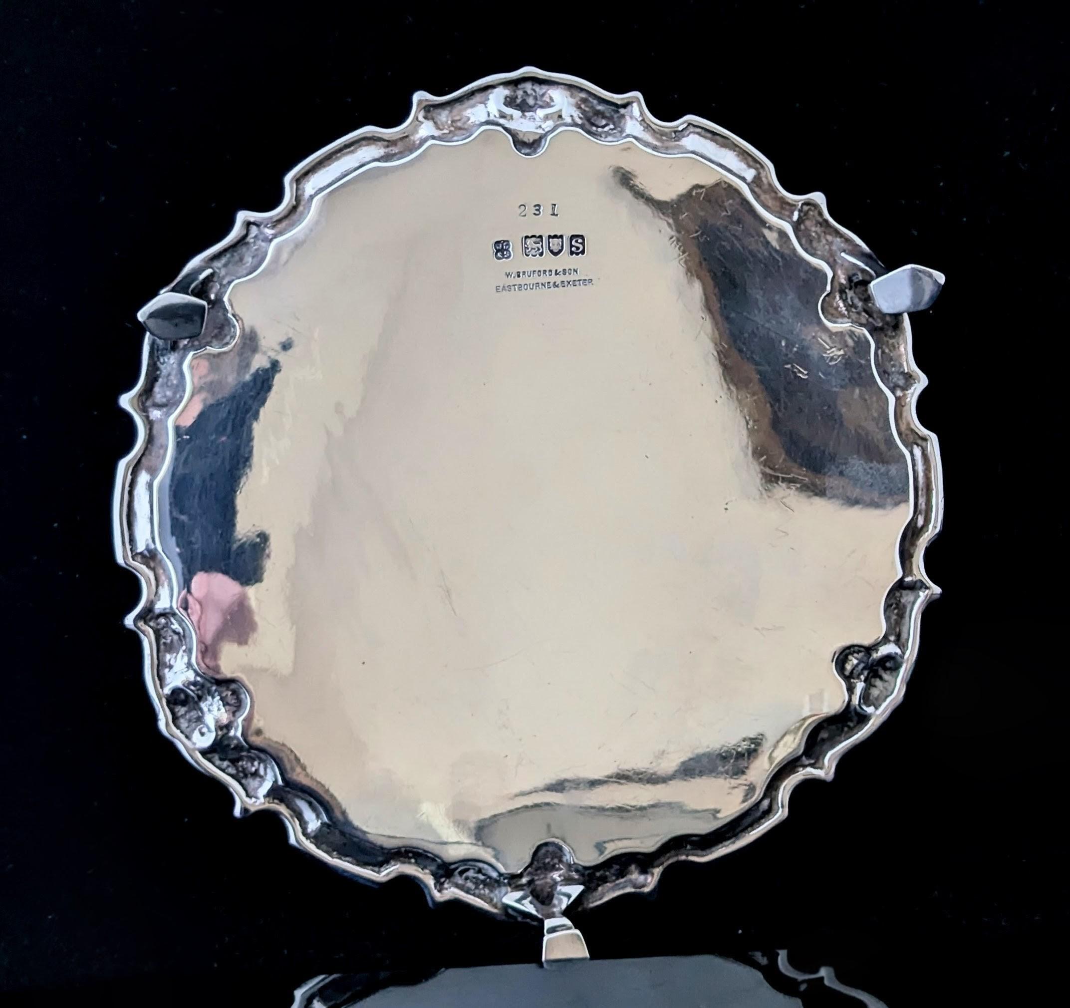 Antico cameriere in argento Sterling, vassoio portacarte in vendita 3