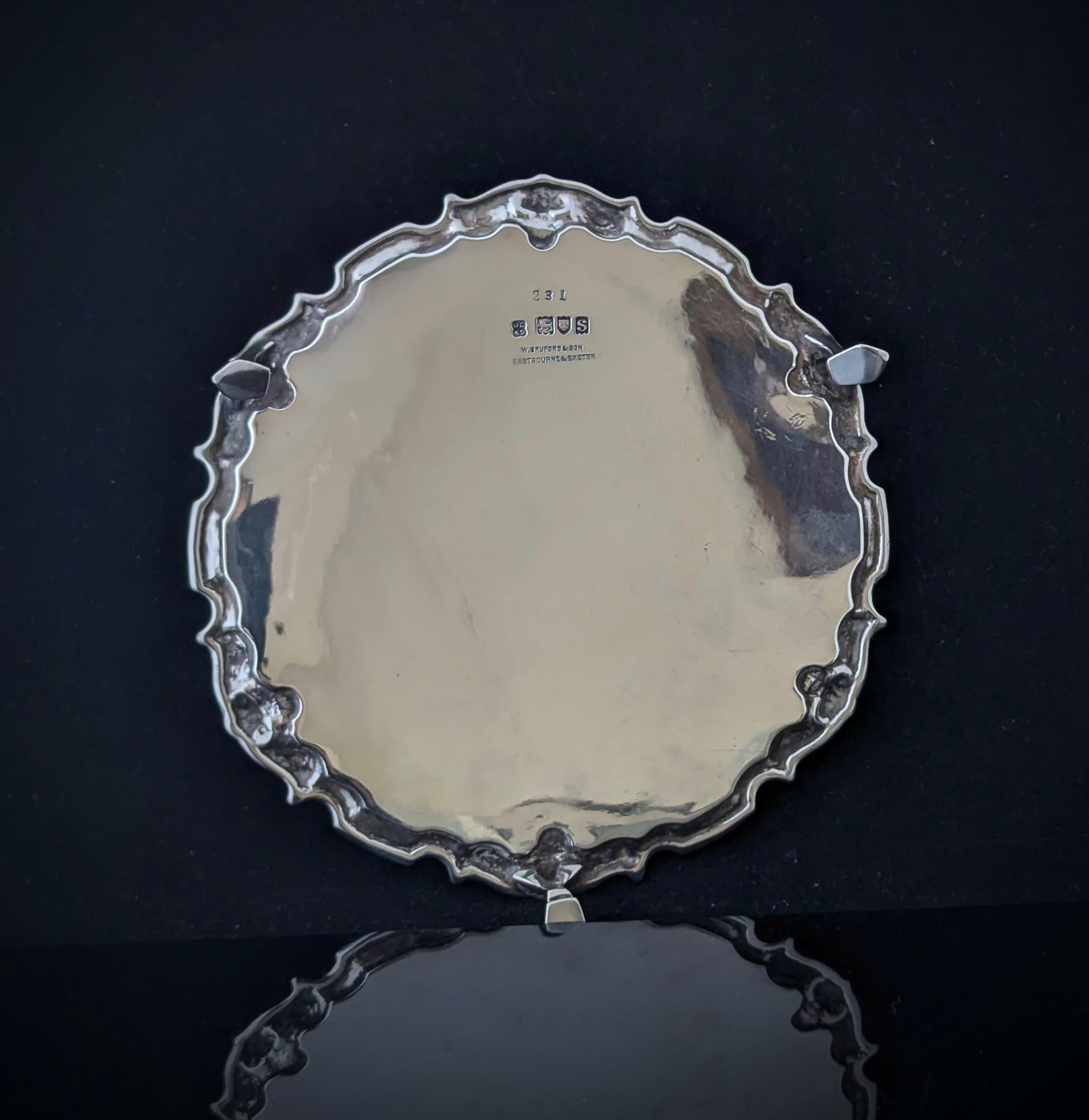 Antico cameriere in argento Sterling, vassoio portacarte In condizioni buone in vendita a NEWARK, GB