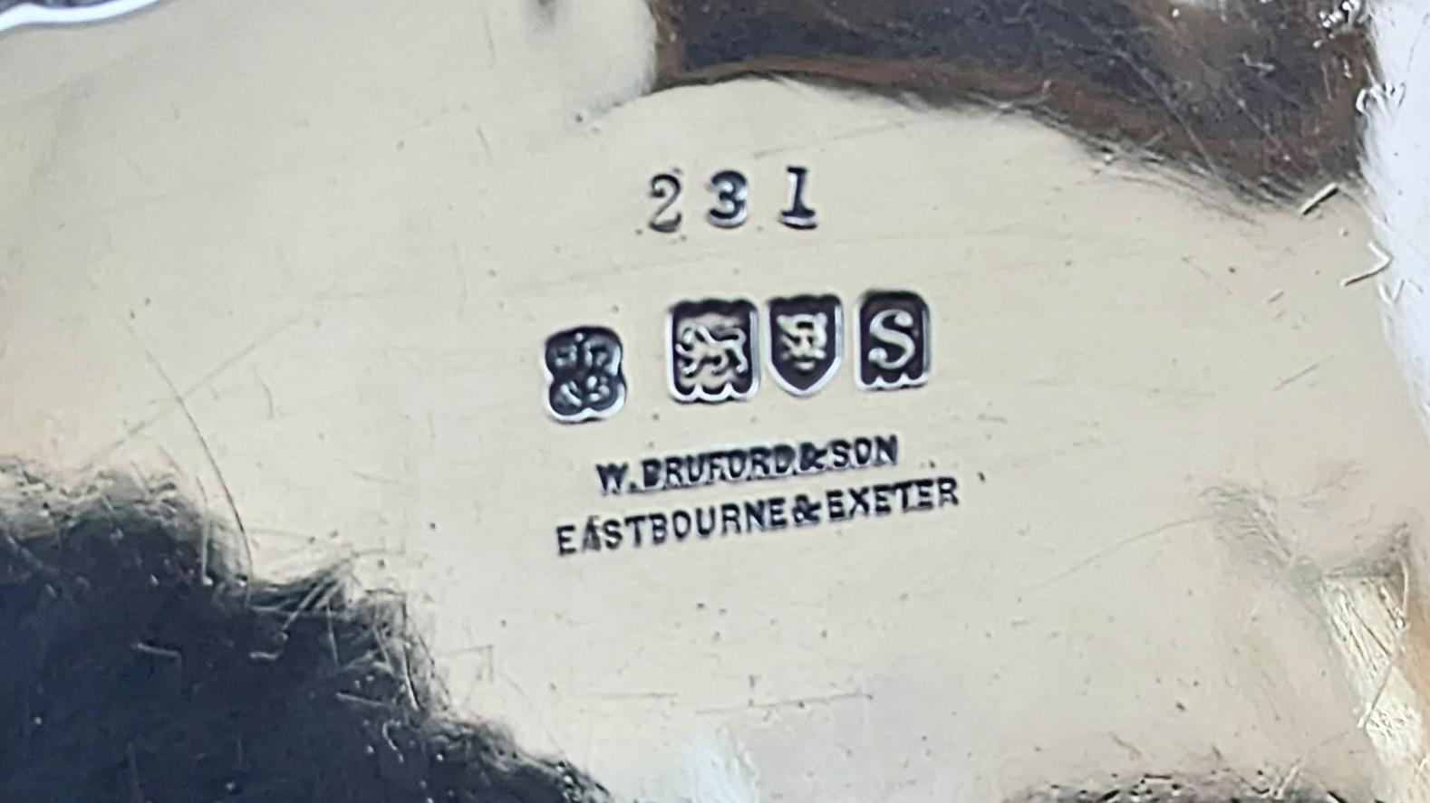 Argento 925 Antico cameriere in argento Sterling, vassoio portacarte in vendita