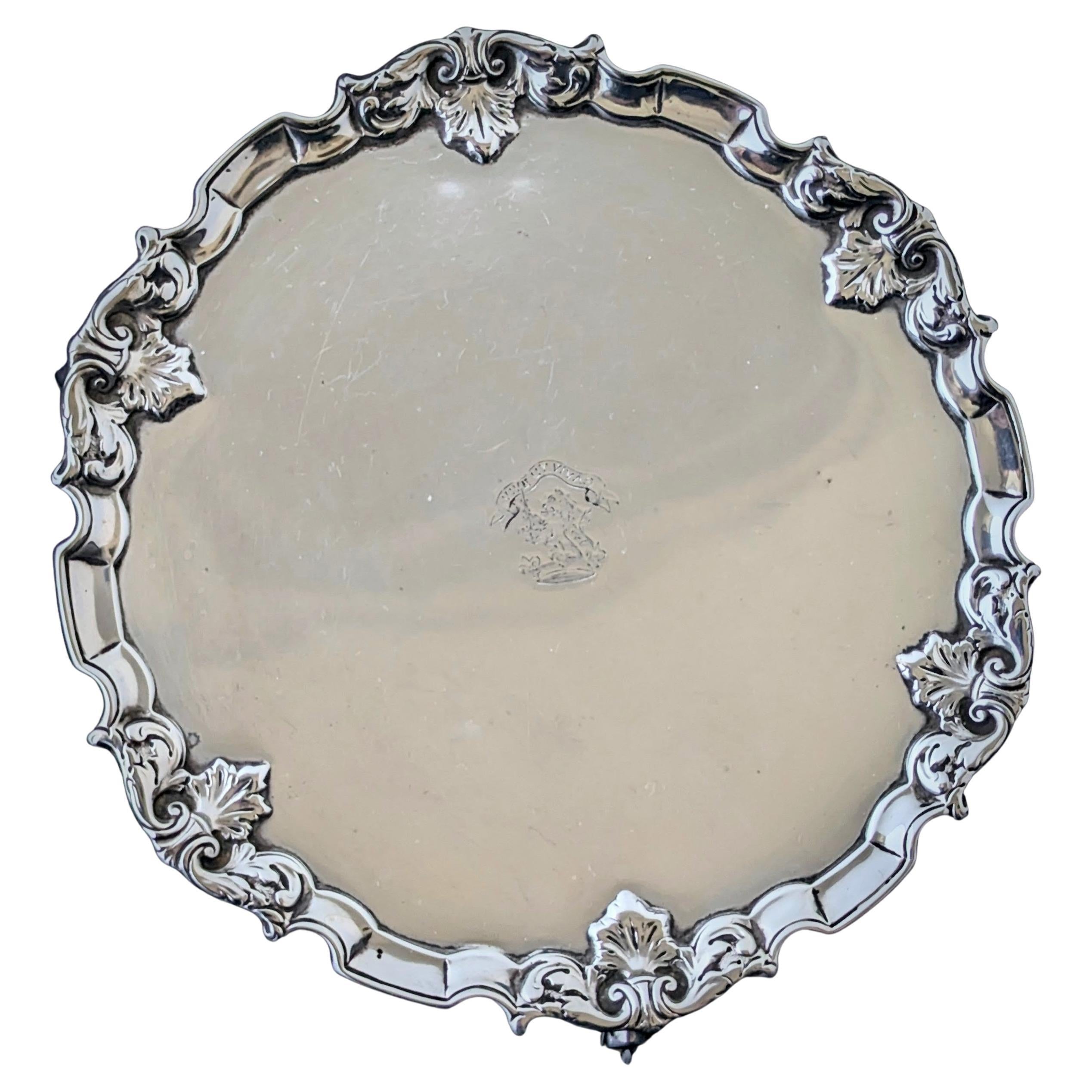 Serveur et porte-cartes anciens en argent Sterling