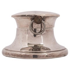 Antike Walker & Hall Sheffield Capstan-Schreibtischuhr aus Sterlingsilber, 1906