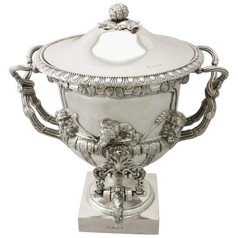 Antique Sterling Silver Warwick Vase Samovar Centerpiece For Sale at