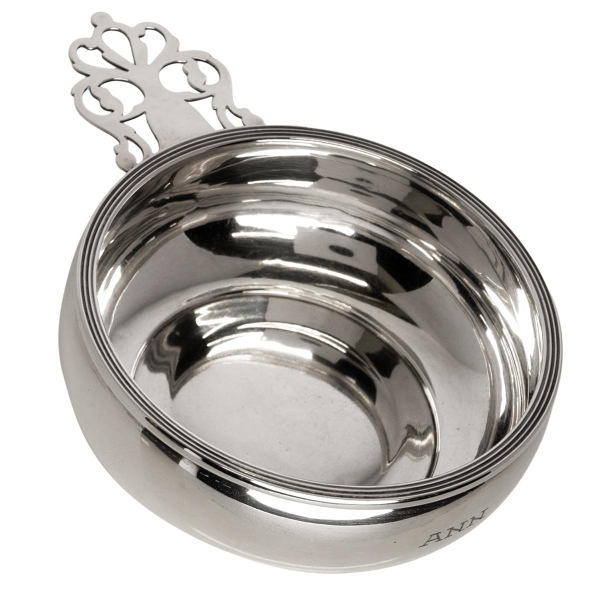 A good antique American sterling silver wine or baby porringer by Ellmore Silver Co., New York, circa 1930, engraved with the name 