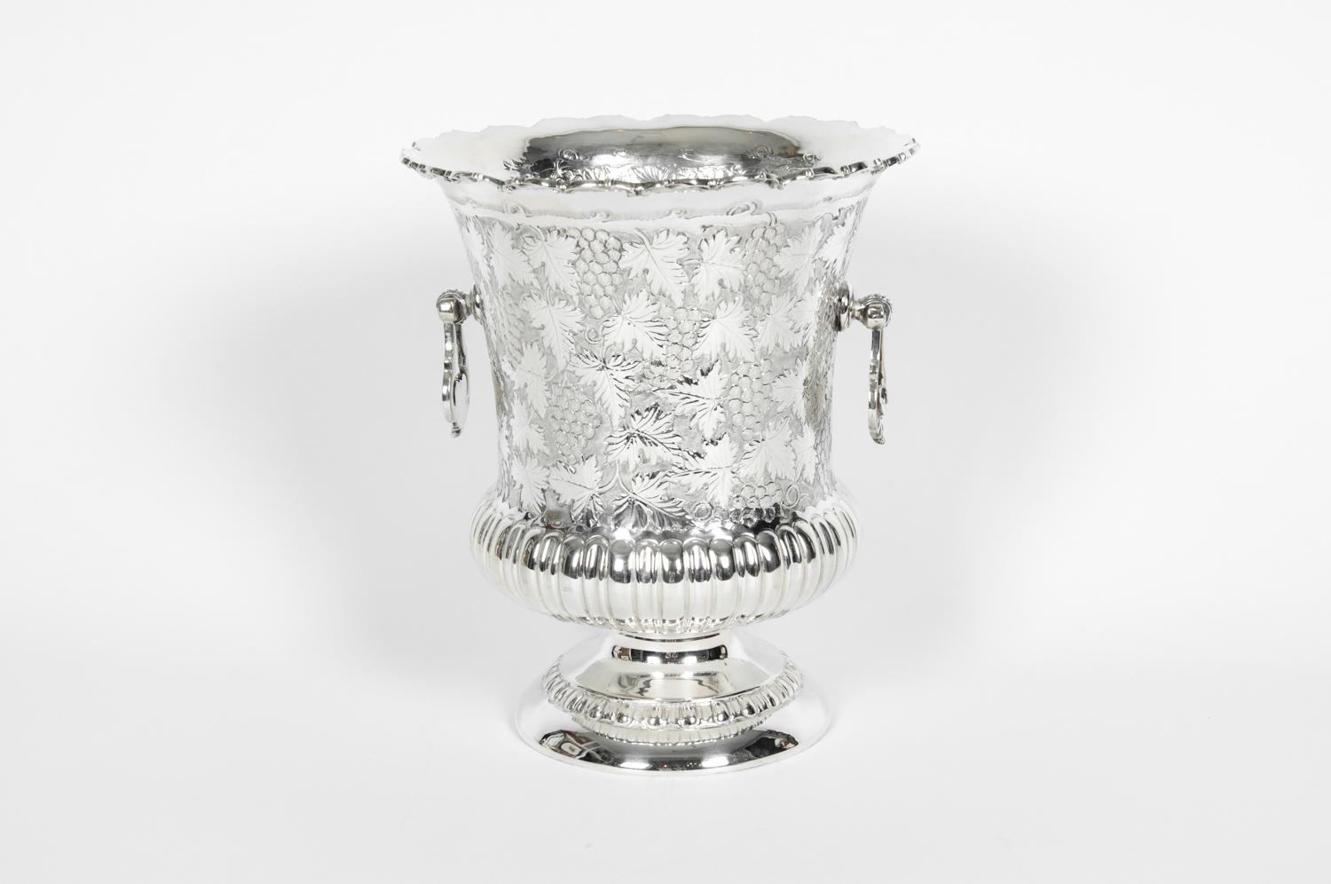 Italian Antique Sterling Silver Wine Cooler with Handles