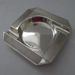 Antique Sterling / Solid Silver Art Deco Ashtray by John Grinsell & Sons - 1914