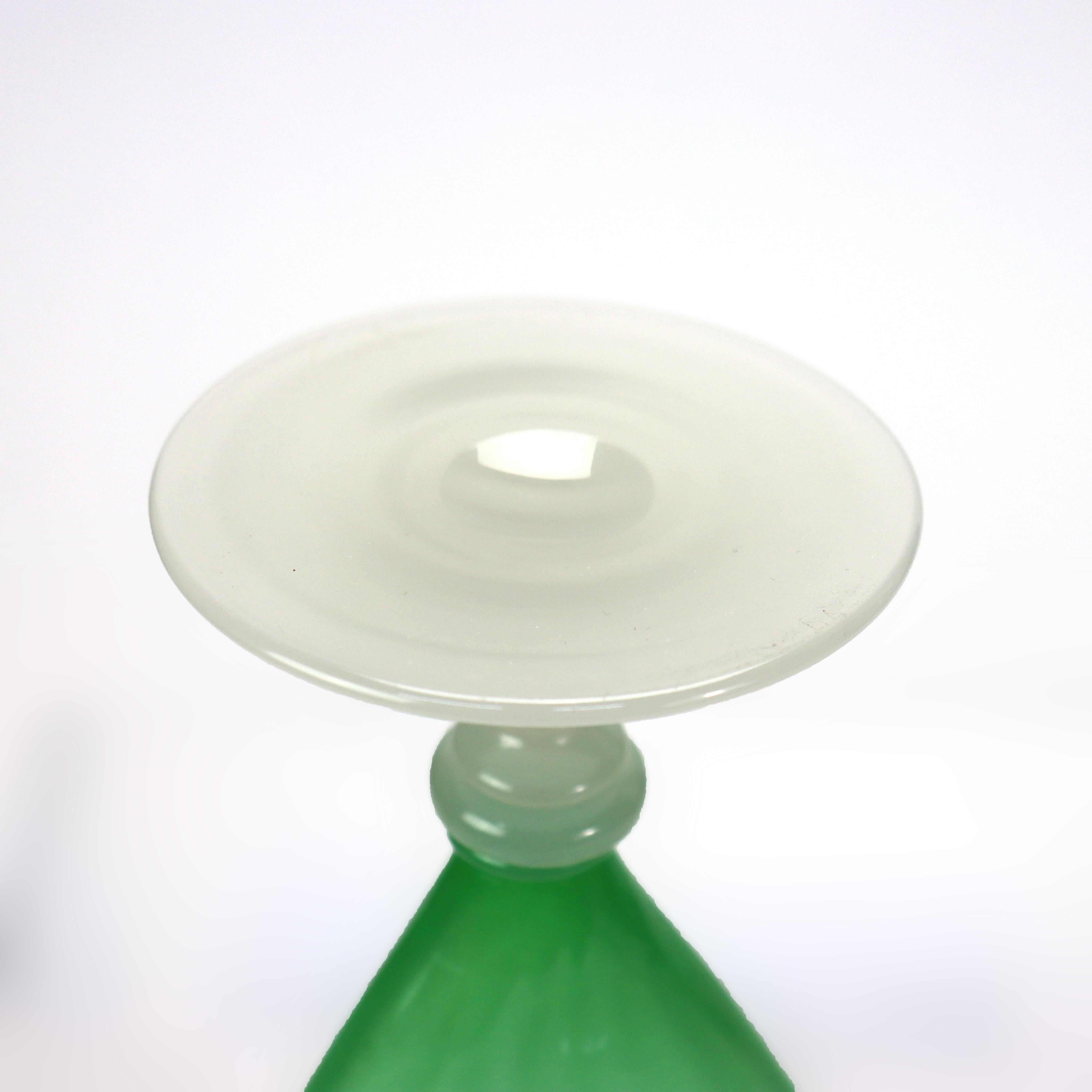 Antique Steuben Alabaster & Jade Green Art Glass Fan Vase Unsigned C1920.    
Measures - 6.5