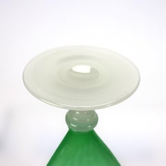 Antique Steuben Alabaster & Jade Green Art Glass Fan Vase C1920