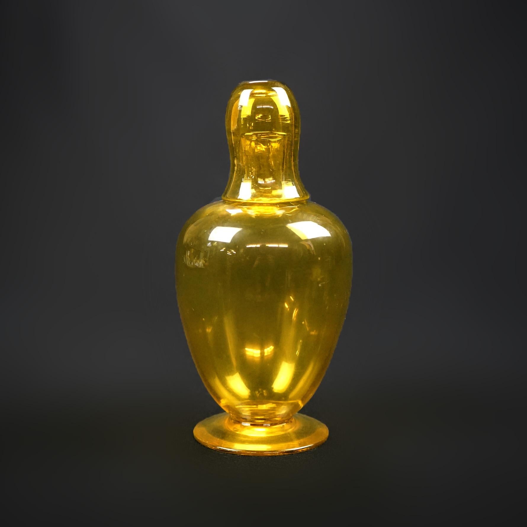 Arts and Crafts Antique Steuben Amber Art Glass Tumble Up Carafe Circa 1920