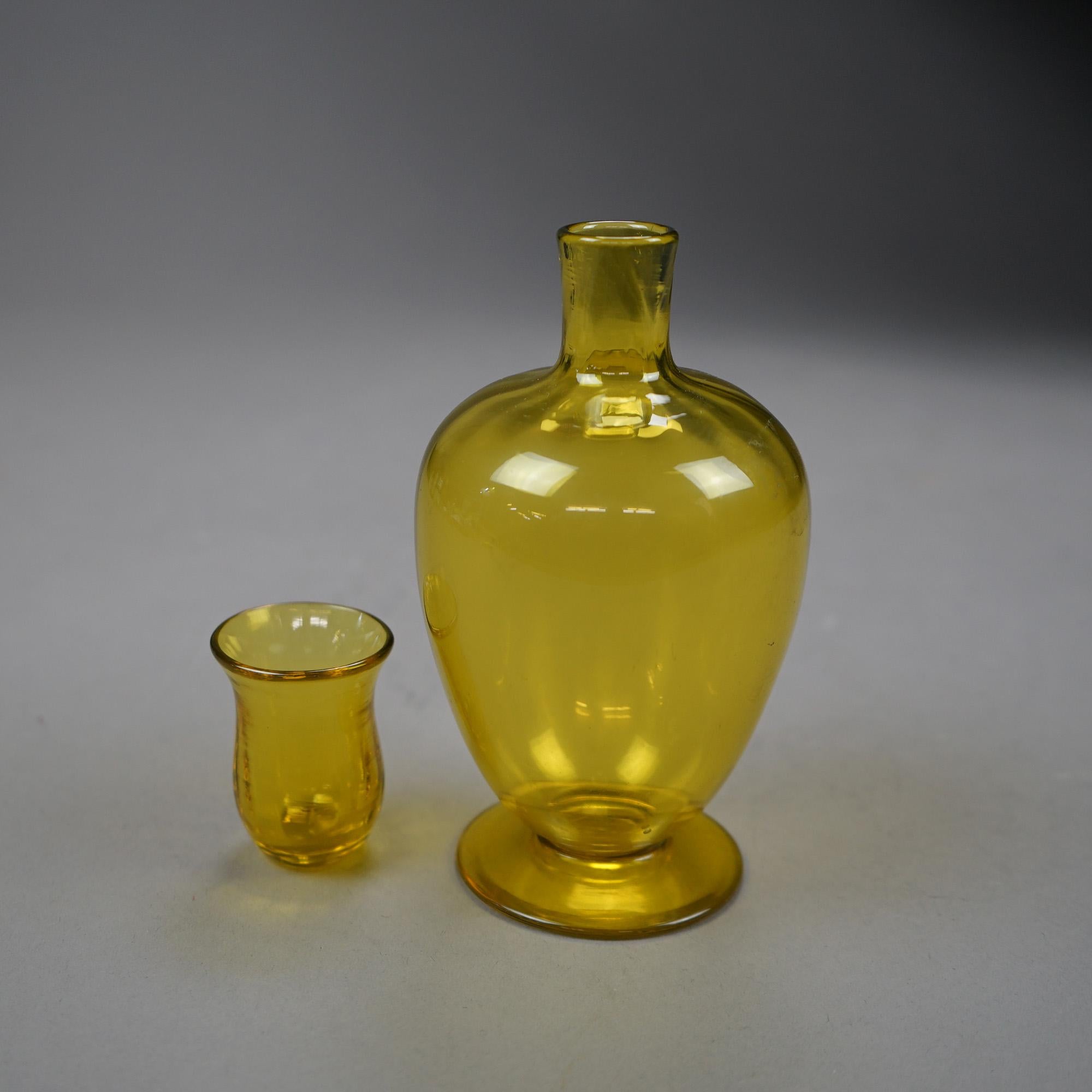20th Century Antique Steuben Amber Art Glass Tumble Up Carafe Circa 1920