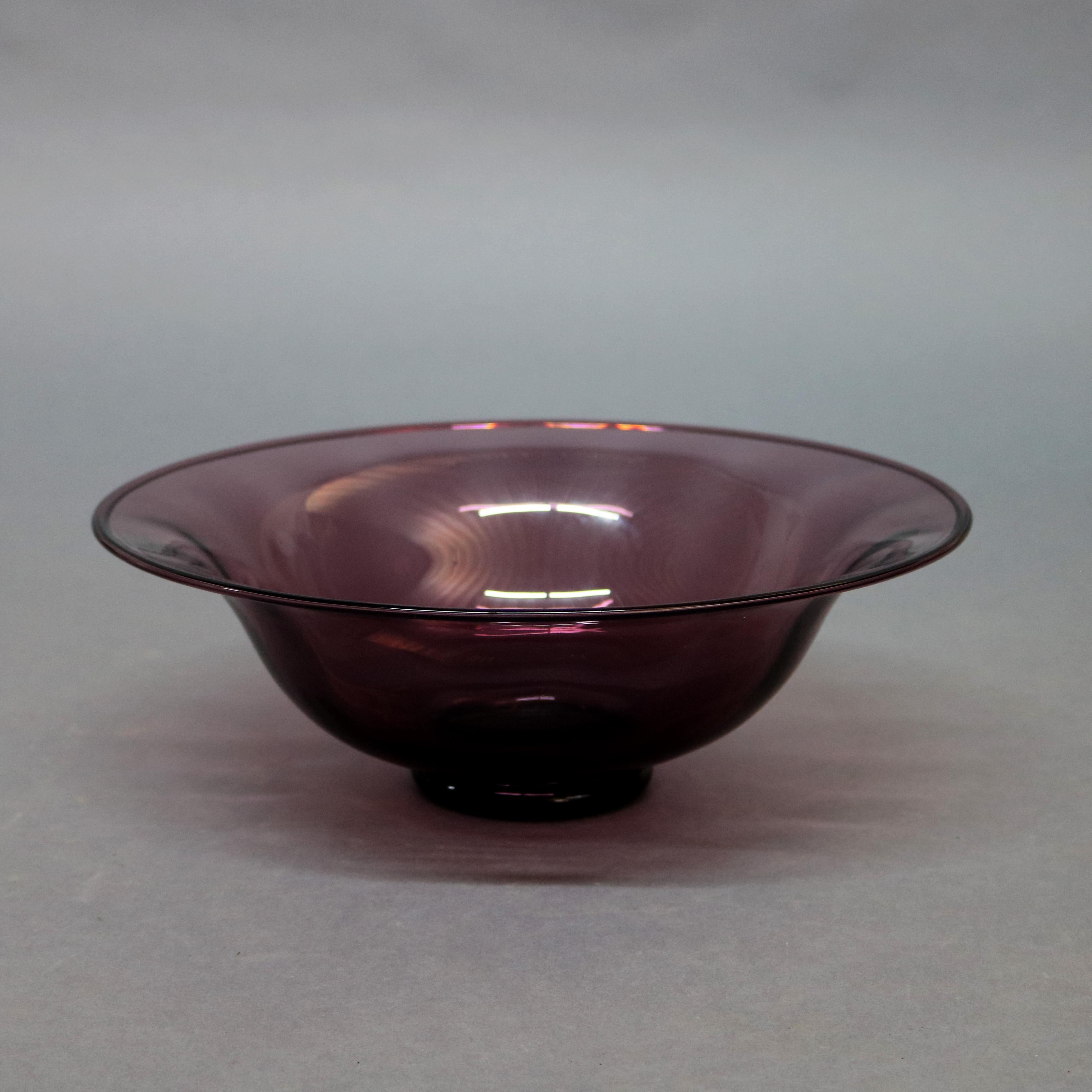 Hand-Crafted Antique Steuben Amethyst Art Glass Center Bowl, circa 1930