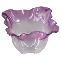 Ancien vase mouchoir en verre d'art Steuben, améthyste, vers 1920