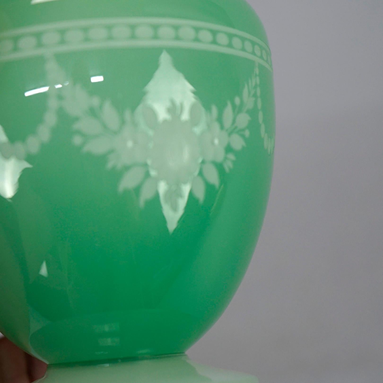 Antique Steuben Art Glass Vase, Green Jade Cut Back to Alabaster, c1920 3