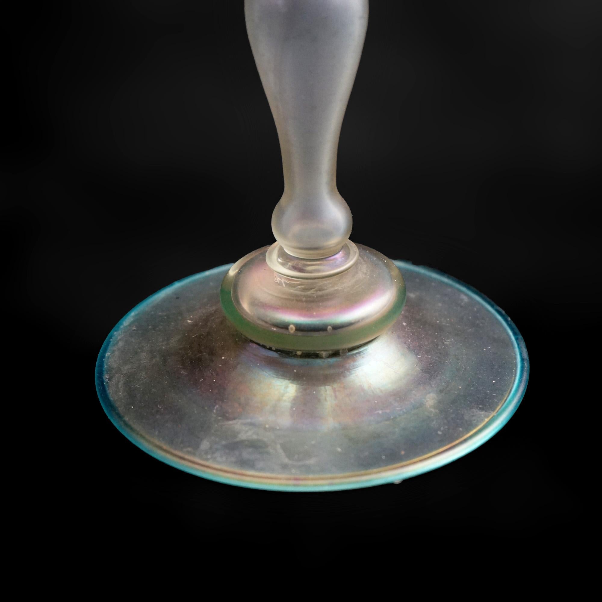 Antique Steuben Art Glass Verre De Soie Candlesticks Circa 1920 10