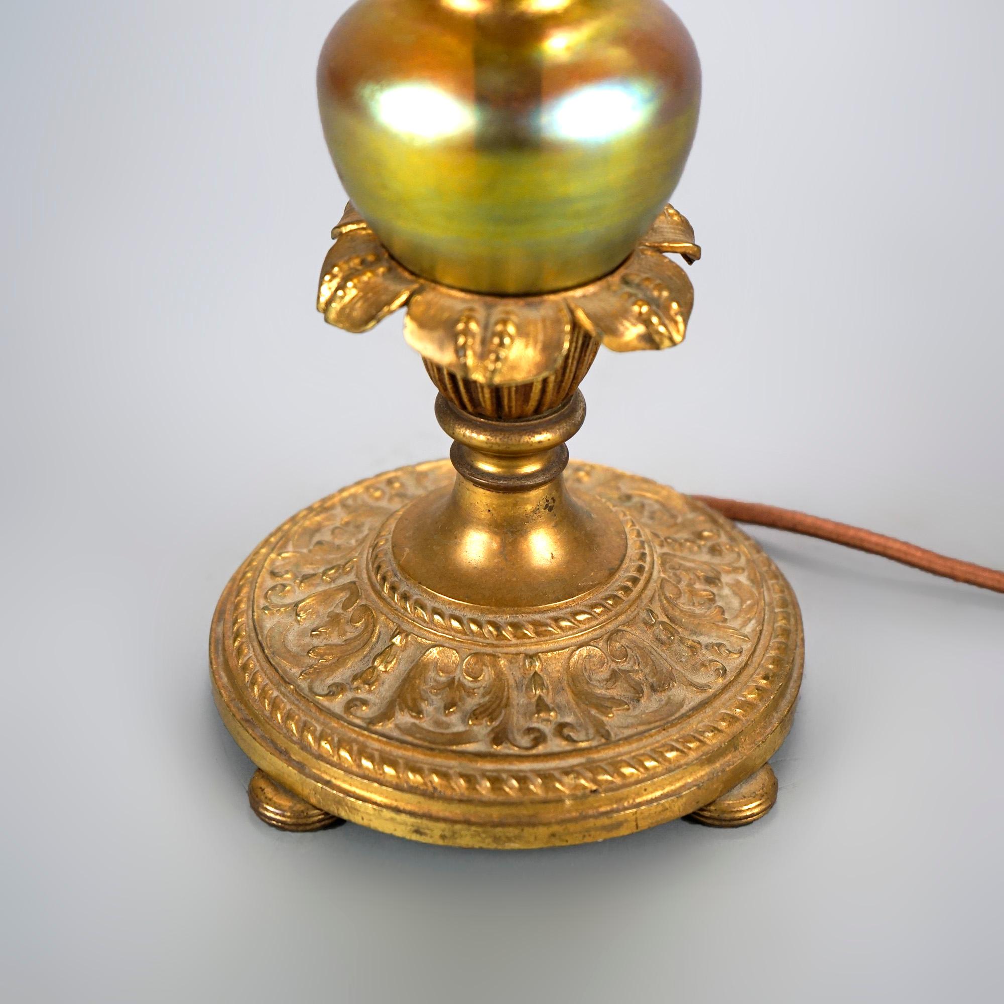 Antique Steuben Aurene Art Glass Table Lamp, circa 1920 1