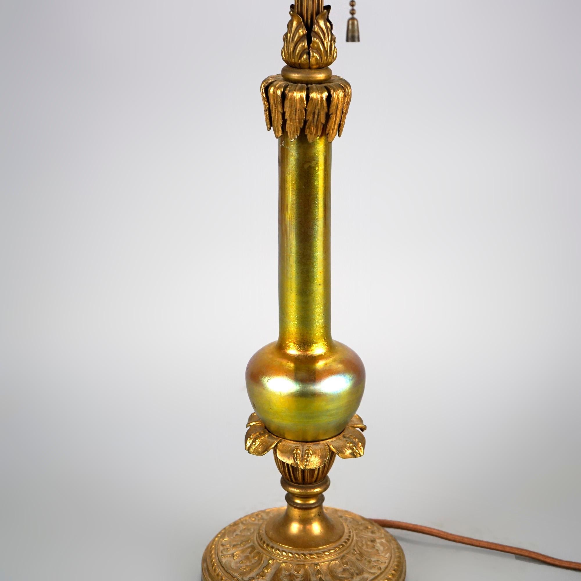 Antique Steuben Aurene Art Glass Table Lamp, circa 1920 In Good Condition In Big Flats, NY