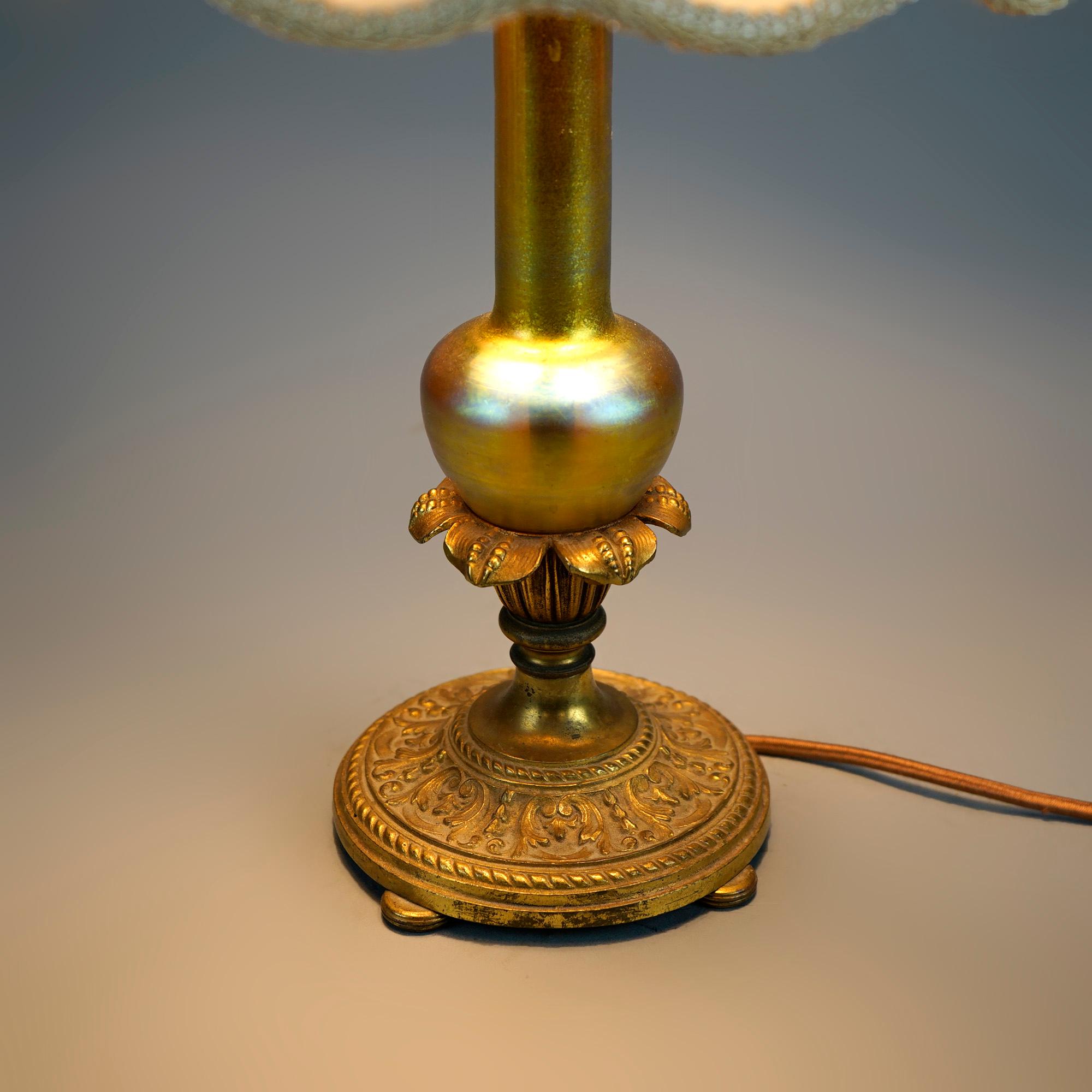 20th Century Antique Steuben Aurene Art Glass Table Lamp, circa 1920