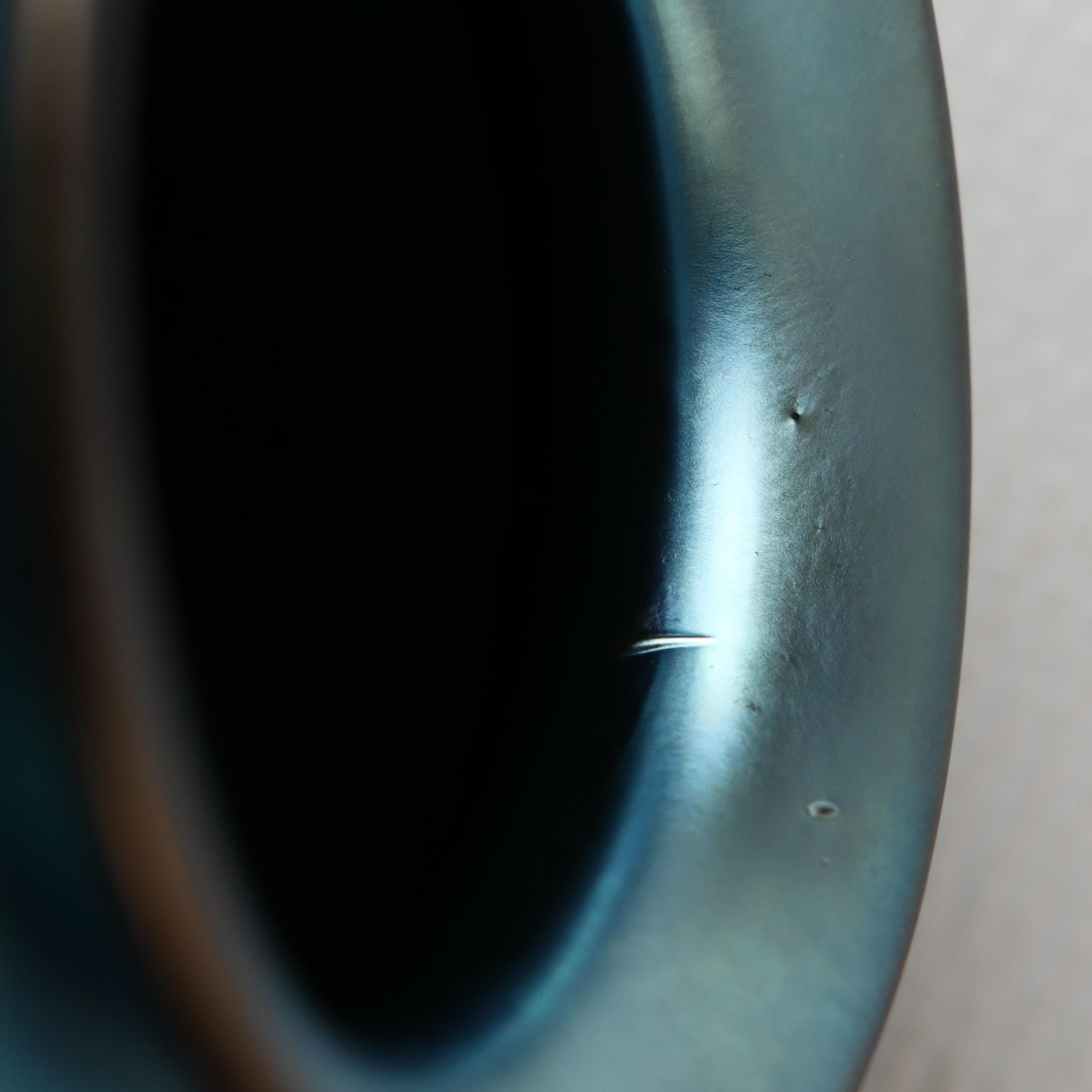 Antike Steuben Blau Aurene Kunst Glas Vase signiert C1920 im Angebot 5