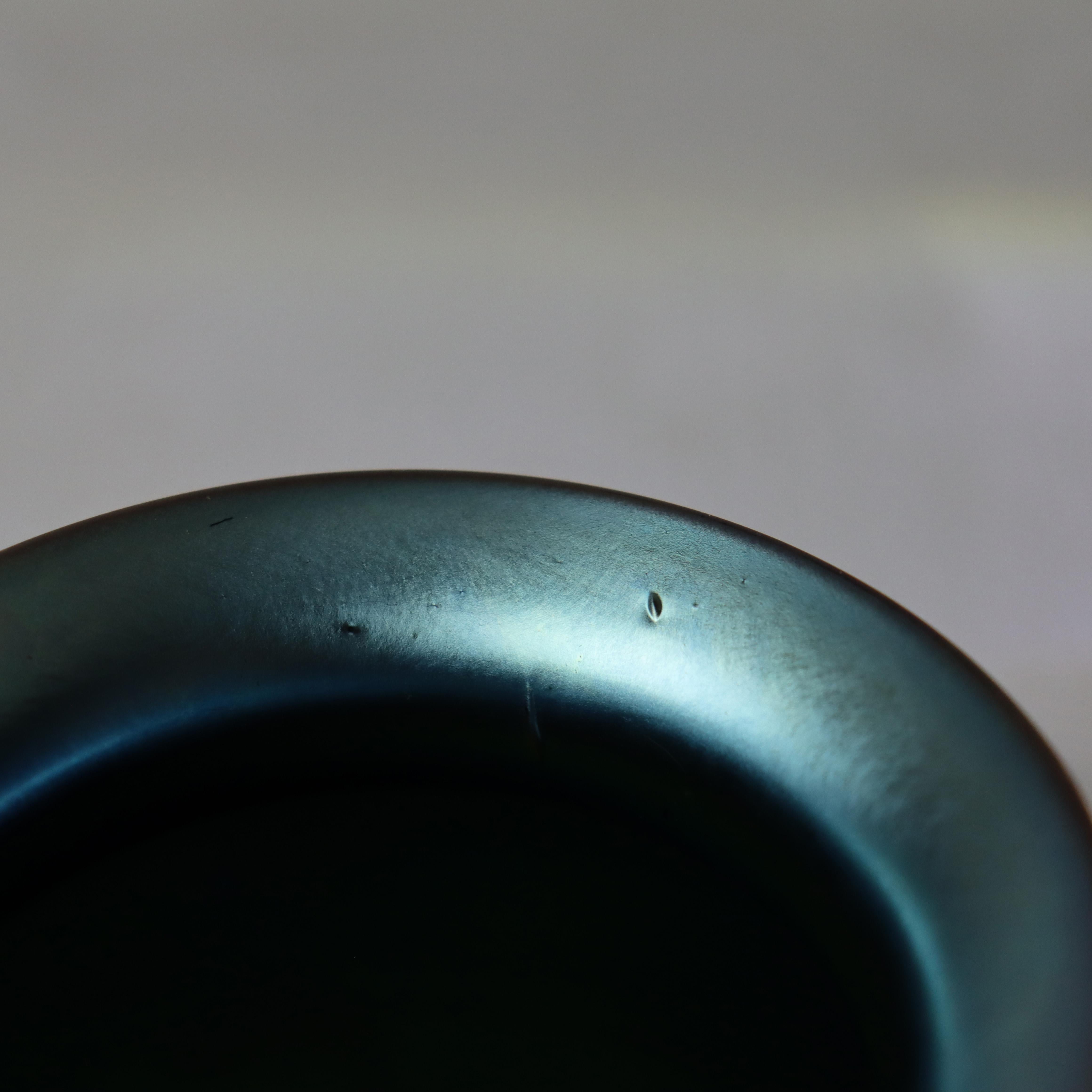 Antike Steuben Blau Aurene Kunst Glas Vase signiert C1920 im Angebot 2