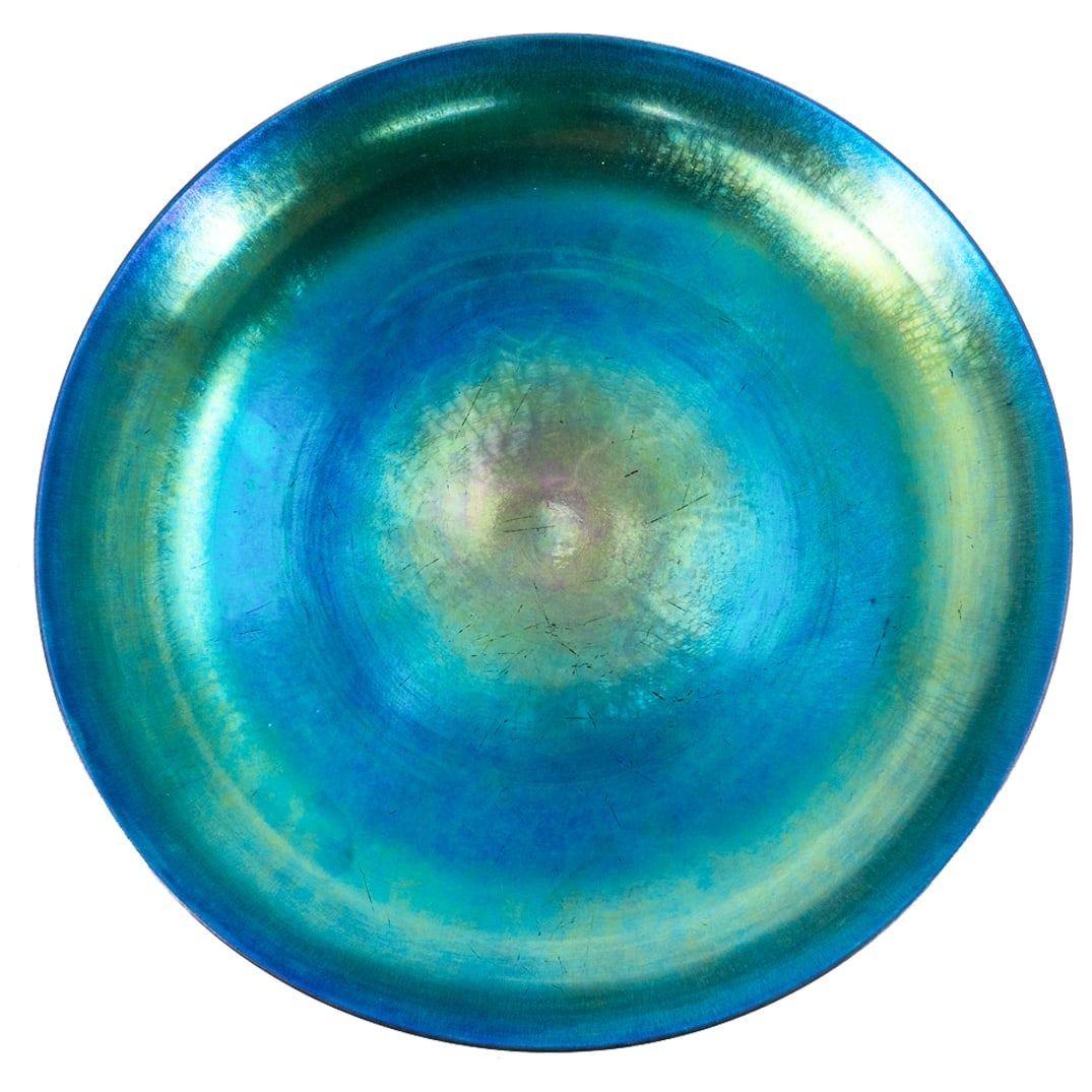 Arts and Crafts Antique Steuben Blue Aurene Glass Centerpiece Bowl