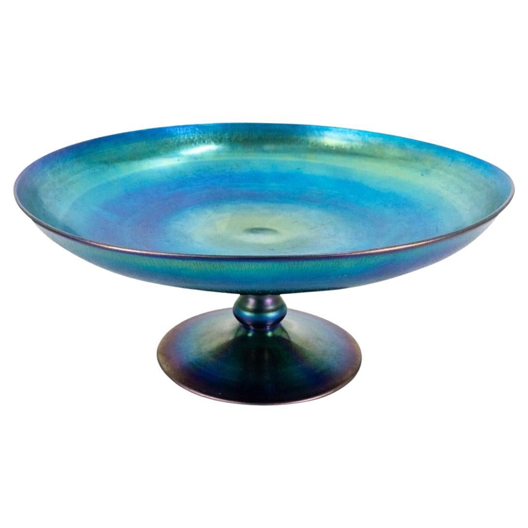 Antique Steuben Blue Aurene Glass Centerpiece Bowl For Sale