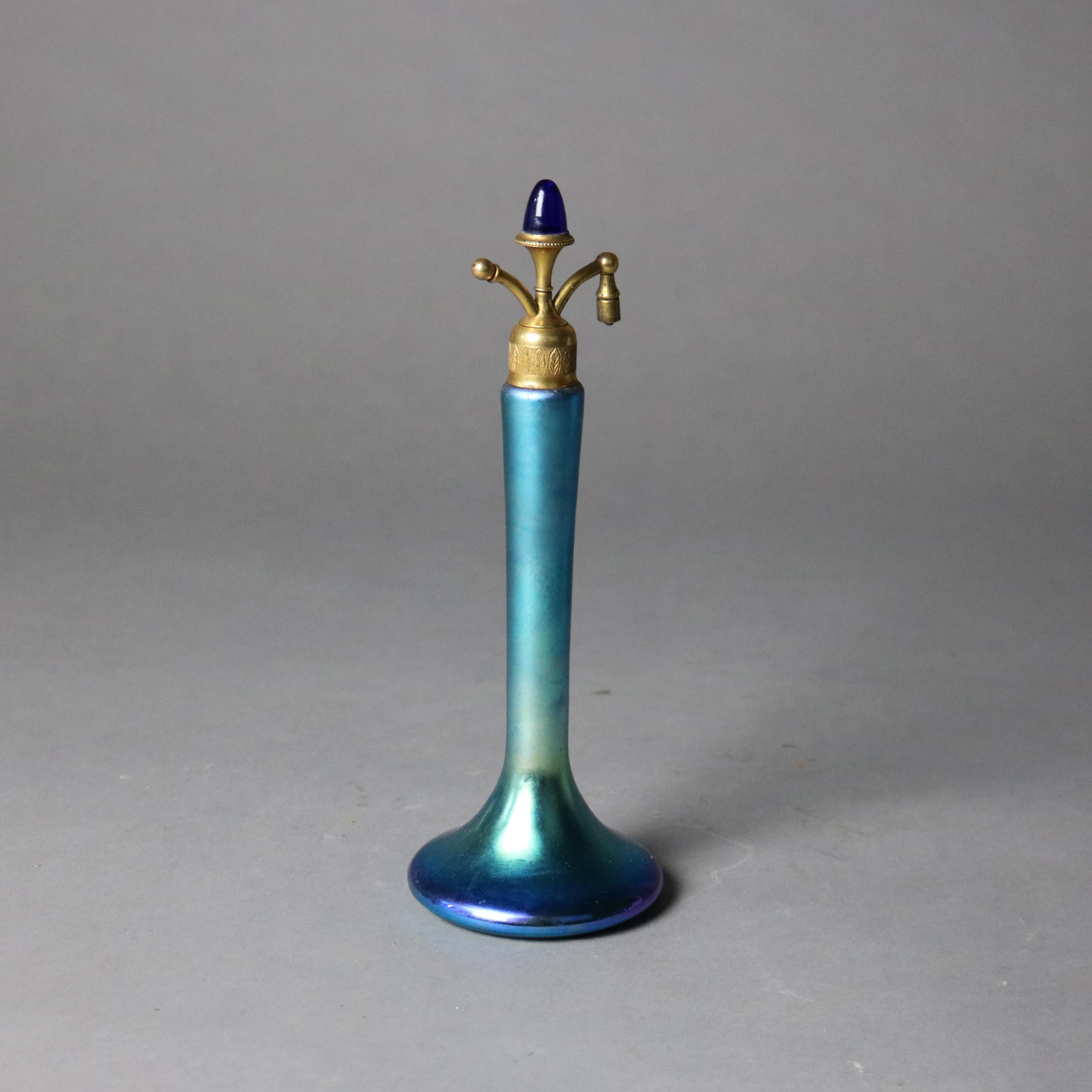 Antique Steuben Blue Aurene Glass Perfume Atomizer C1930

Measures - 9 3/4