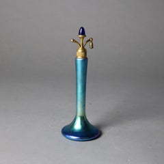 Antique Steuben Blue Aurene Glass Perfume Atomizer C1930