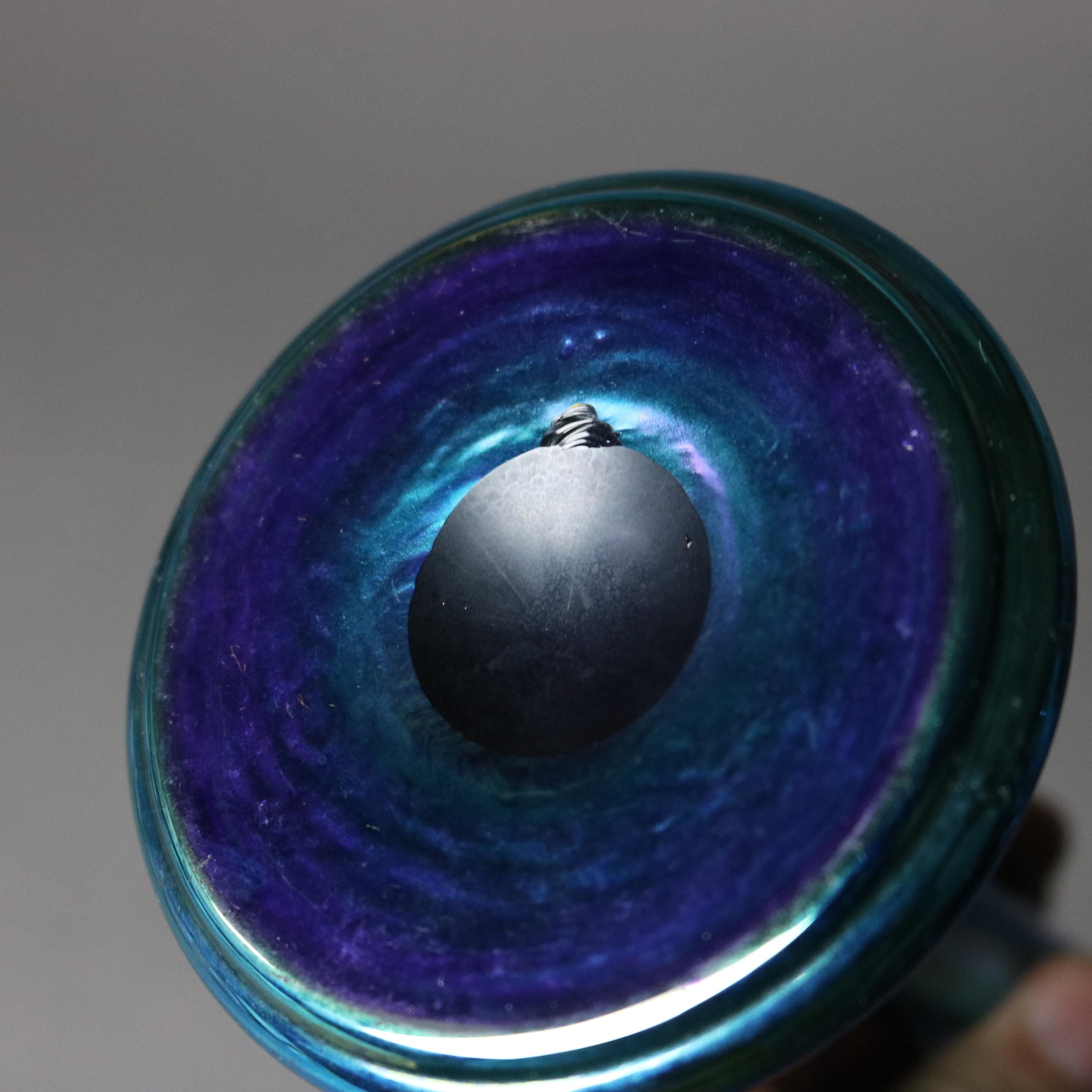 Art Glass Antique Steuben Blue Aurene Glass Perfume Atomizer C1930