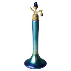 Antique Steuben Blue Aurene Glass Perfume Atomizer C1930