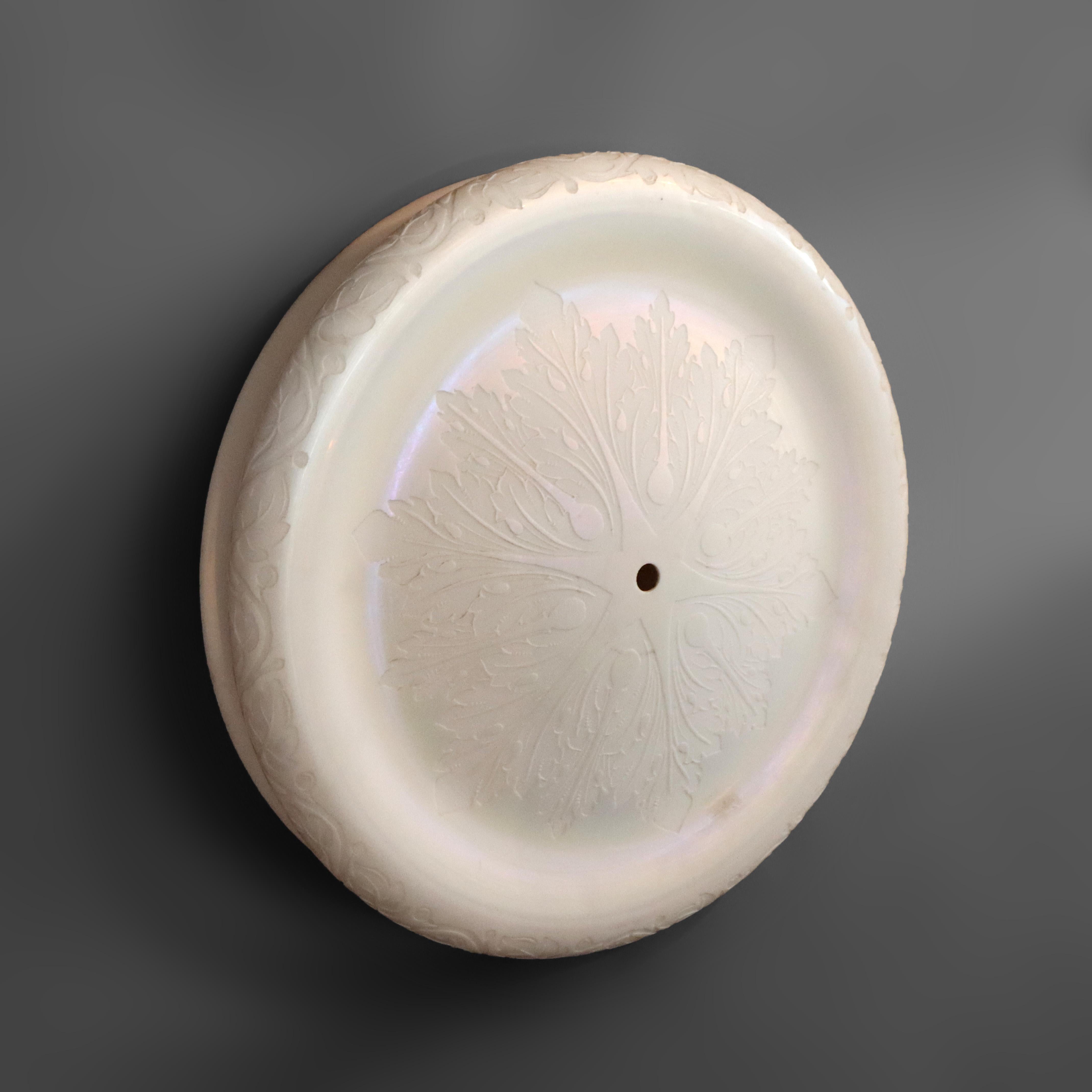 Antique Steuben Calcite Floral Etched Glass Dome Shade C1920 For Sale 5