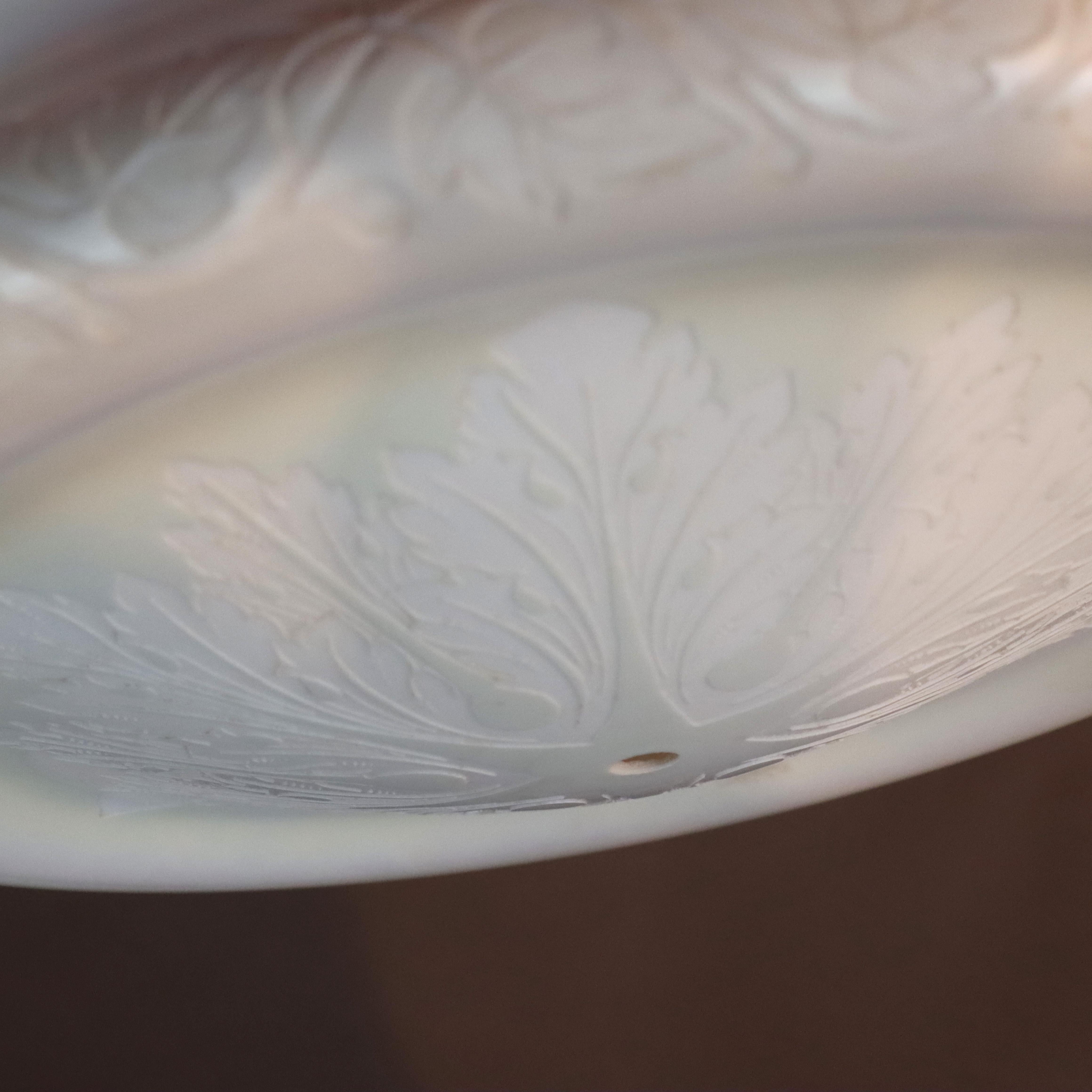 Antique Steuben Calcite Floral Etched Glass Dome Shade C1920 For Sale 6