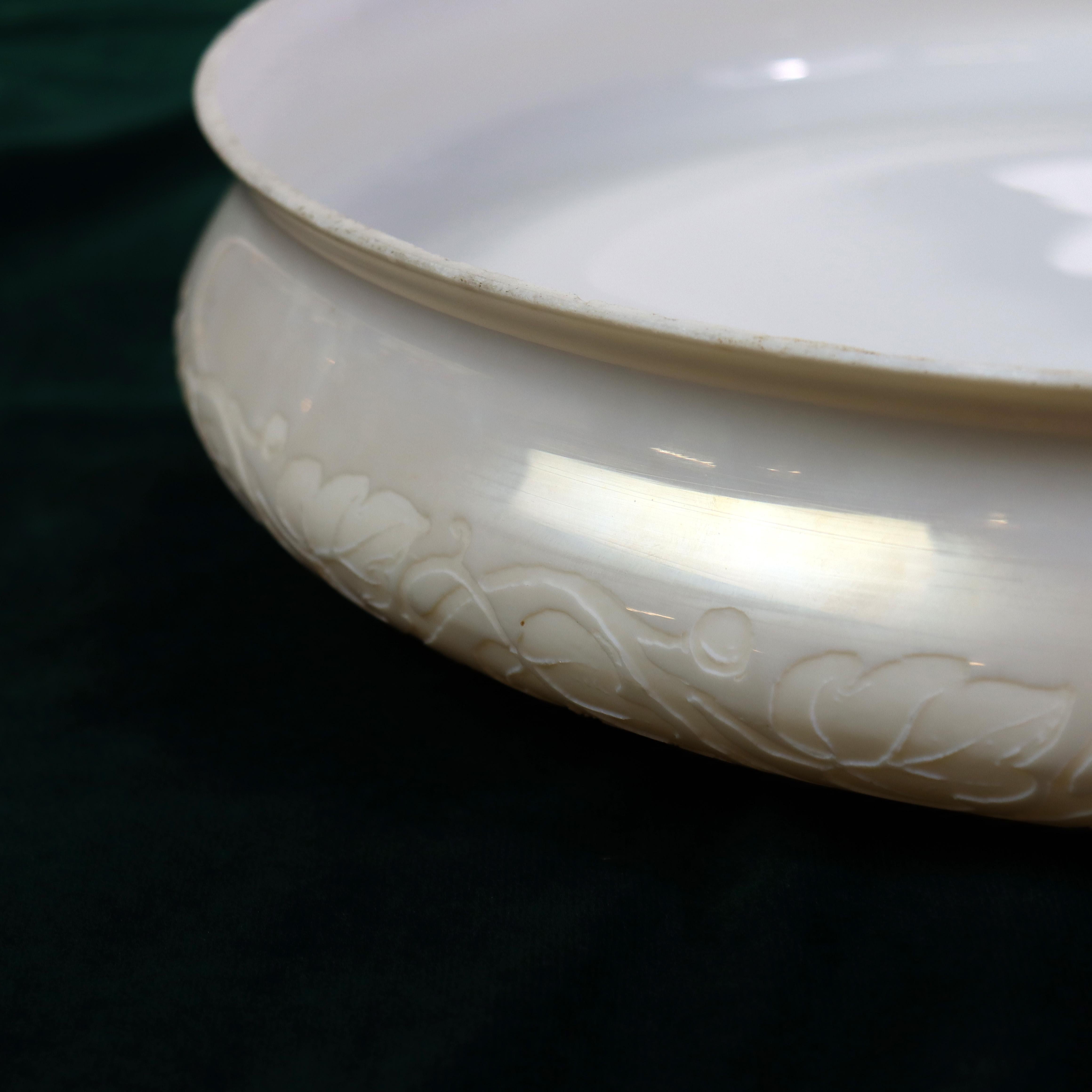 Antique Steuben Calcite Floral Etched Glass Dome Shade C1920 For Sale 2